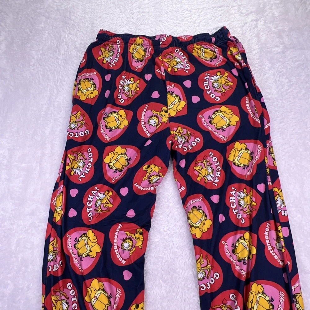 Vintage Garfield Men's‎ Medium Sleep Pants Red Hearts Soft Pajama Pants